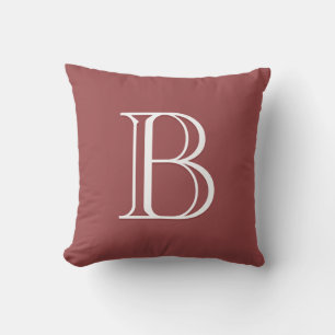 Elegant Letter Monogram Initial Red & White Throw Pillow