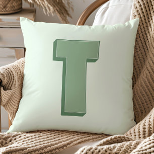 Elegant Letter T Monogram Personalized Initial Throw Pillow