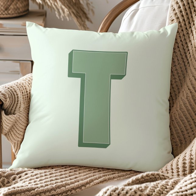 Elegant Letter T Monogram Personalized Initial Throw Pillow (Creator Uploaded)