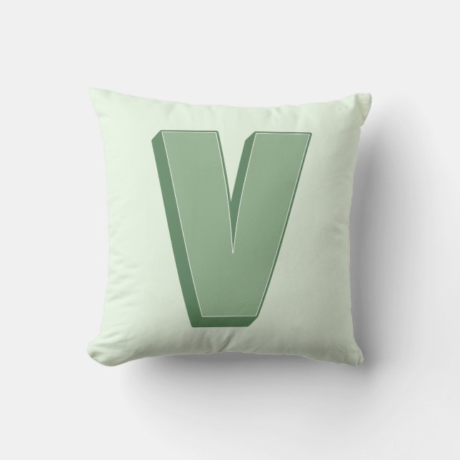 Elegant Letter V Monogram Personalized Initial Throw Pillow (Front)
