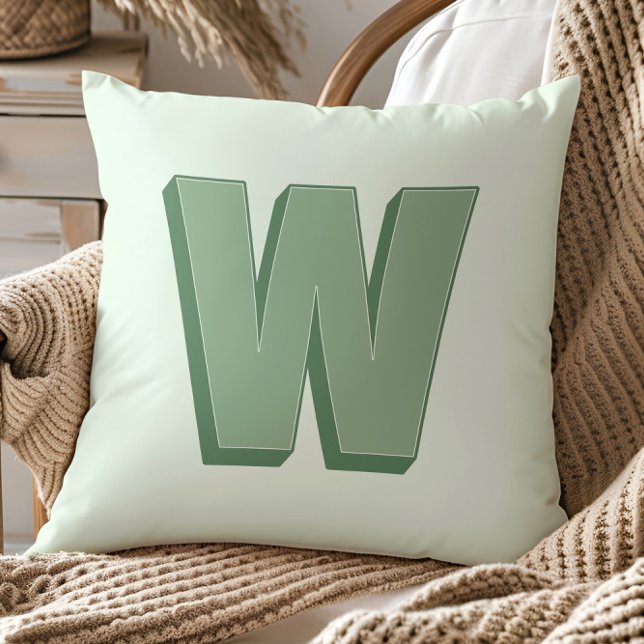 Elegant Letter W Monogram Personalized Initial Throw Pillow (Creator Uploaded)