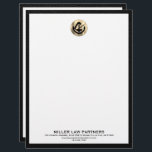 Elegant Letterhead with Gold Logo for Law Firms<br><div class="desc">Make a lasting impression with our elegant law firm letterhead, meticulously designed to elevate your professional correspondence. Featuring a striking gold logo at the top, this customizable letterhead exudes sophistication and prestige. Your law firm's name, address, and contact information are elegantly displayed in black classic typography in the lower thirds,...</div>