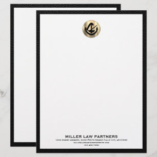 Elegant Letterhead with Gold Logo for Law Firms