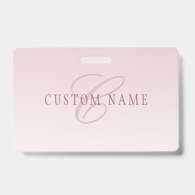 Elegant Lettering & Monogram | Rose Ombre Badge (Front)
