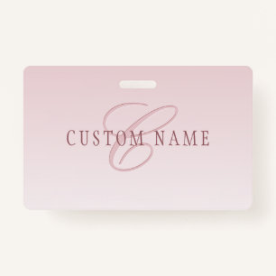Elegant Lettering & Monogram   Rose Ombre Badge