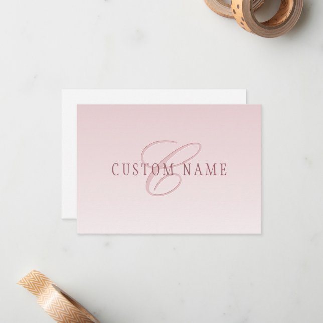 Elegant Lettering & Monogram | Rose Ombre Card (Front/Back In Situ)