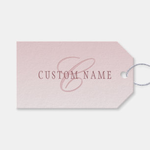 Elegant Lettering & Monogram   Rose Ombre Gift Tags