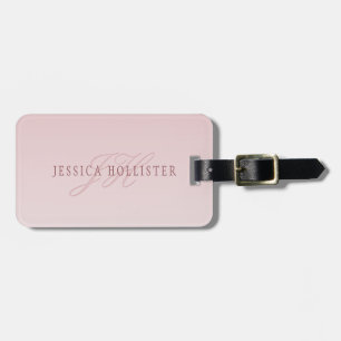 Elegant Lettering & Monogram   Rose Ombre Luggage Tag