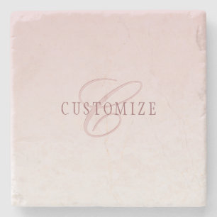 Elegant Lettering & Monogram   Rose Ombre Stone Coaster