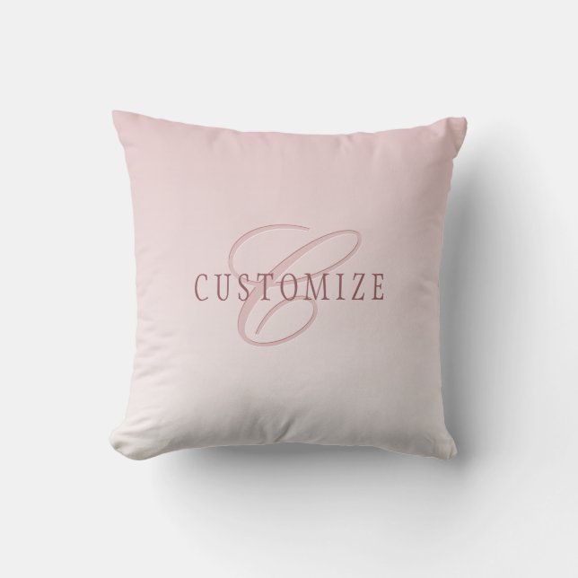 Elegant Lettering & Monogram | Rose Ombre Throw Pillow (Front)
