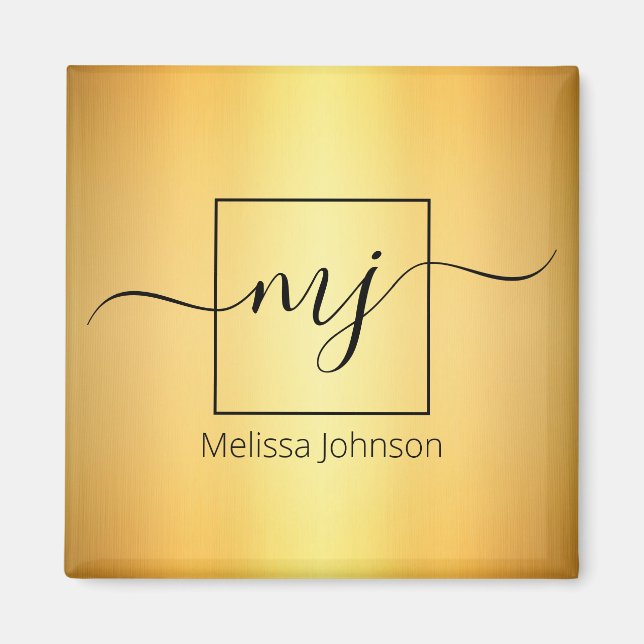 Elegant lettering on shiny gold   magnet (Front)