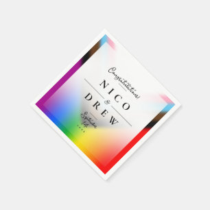 Elegant LGBTQ+ Progress Pride Wedding  Napkin