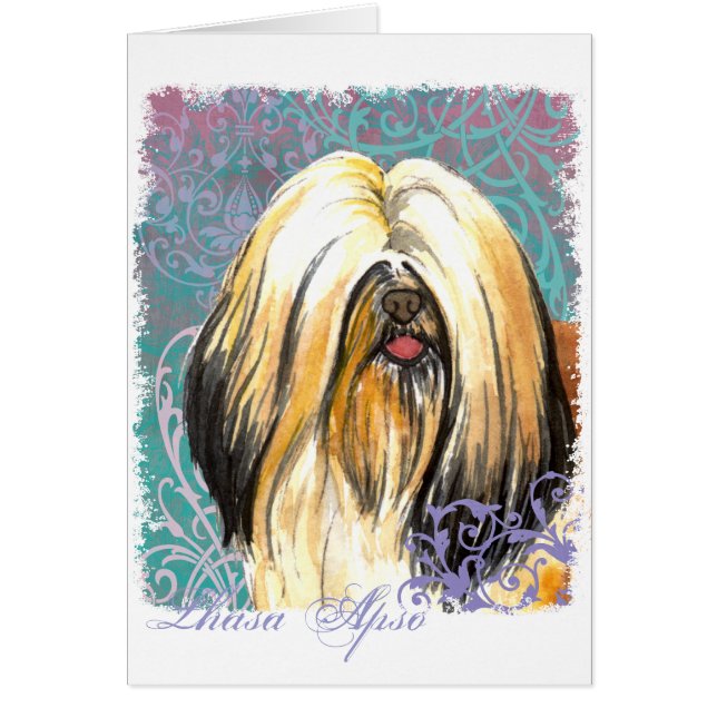 Elegant Lhasa Apso Card (Front)