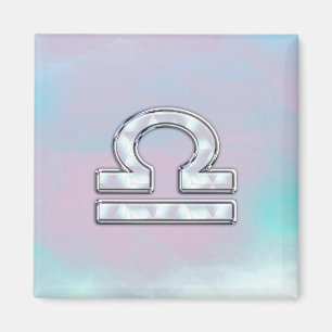 Elegant Libra Zodiac Sign Mother of Pearl Style Magnet