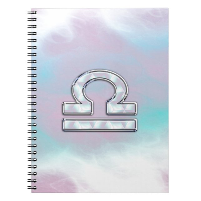 Elegant Libra Zodiac Sign Mother of Pearl Style Notebook (Front)