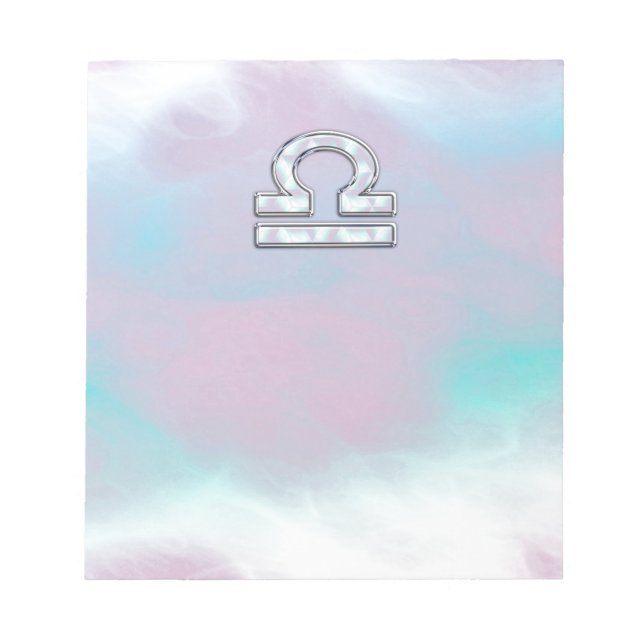 Elegant Libra Zodiac Sign Mother of Pearl Style Notepad (Front)