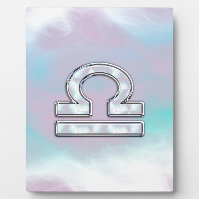 Elegant Libra Zodiac Sign Mother of Pearl Style Plaque (Front)
