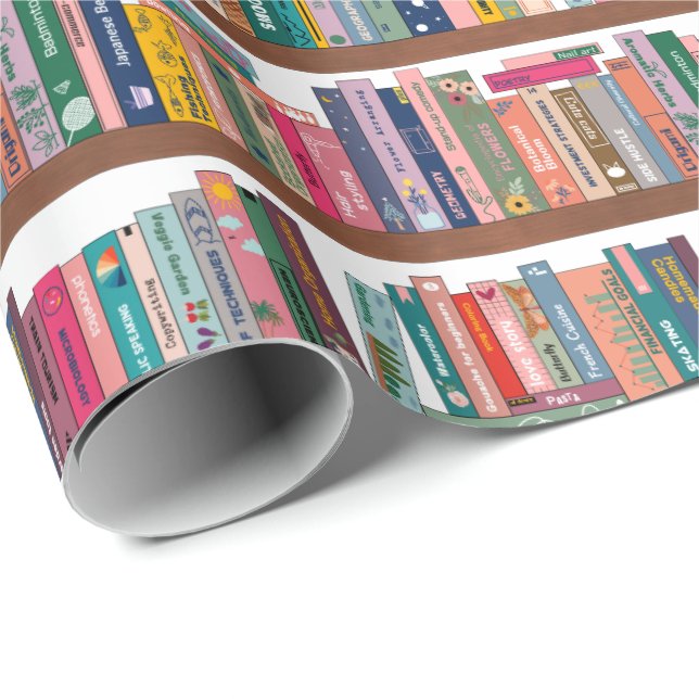 Elegant Library Bookshelf Pattern Wrapping Paper (Roll Corner)