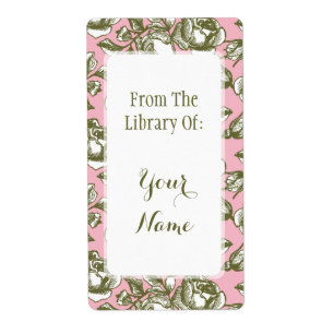 Elegant Library Of Gold Roses on Pink Bookpate