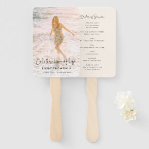 Elegant Life Celebration Order of Service Funeral Hand Fan