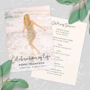 Elegant Life Celebration Order of Service Funeral Program