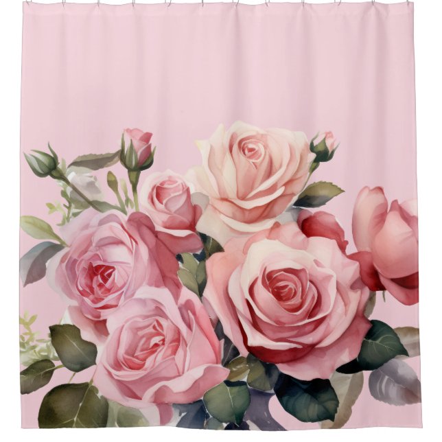 Elegant Ligh Blush Pink Roses Shower Curtain (Front)