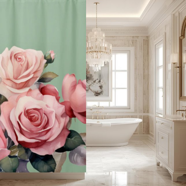 Elegant Ligh Blush Pink Roses Shower Curtain (Creator Uploaded)