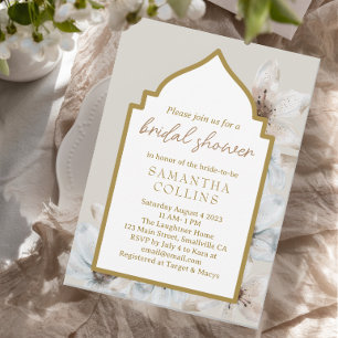 Elegant Light Beige Magnolia Flowers Bridal Shower Invitation