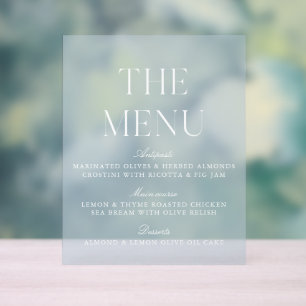 Elegant Light Blue Acrylic Wedding Menu Sign