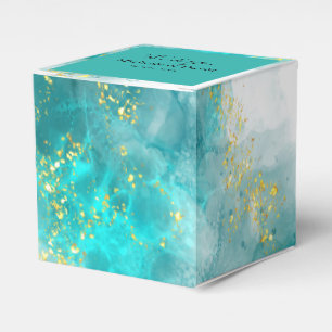 Elegant Light Blue And Gold Wedding Favour Box