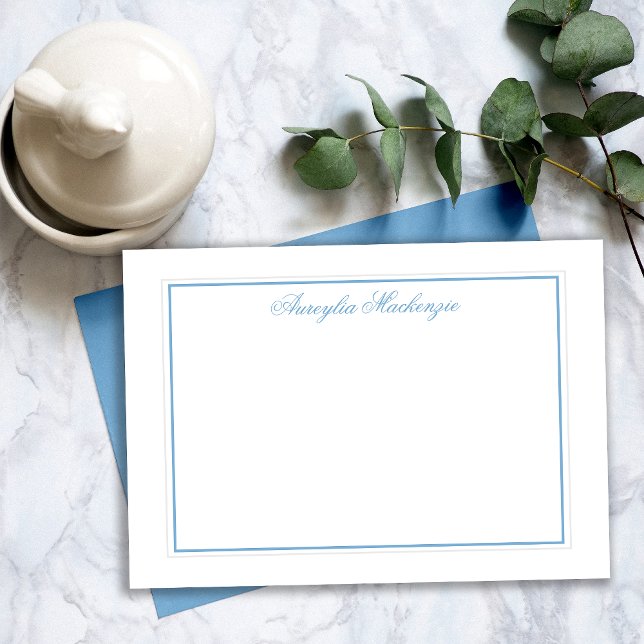 Elegant Light Blue and White Personalized Card (Elegant Light Blue and White Personalized Note Card)