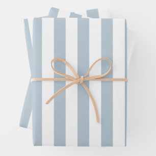 Elegant Light Blue and White Striped Pattern Wrapping Paper Sheet