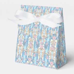 Elegant light blue baroque pattern favor box