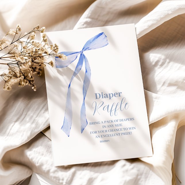 Elegant Light Blue Bow  Raffle Diapper Enclosure Card (Creator Uploaded)