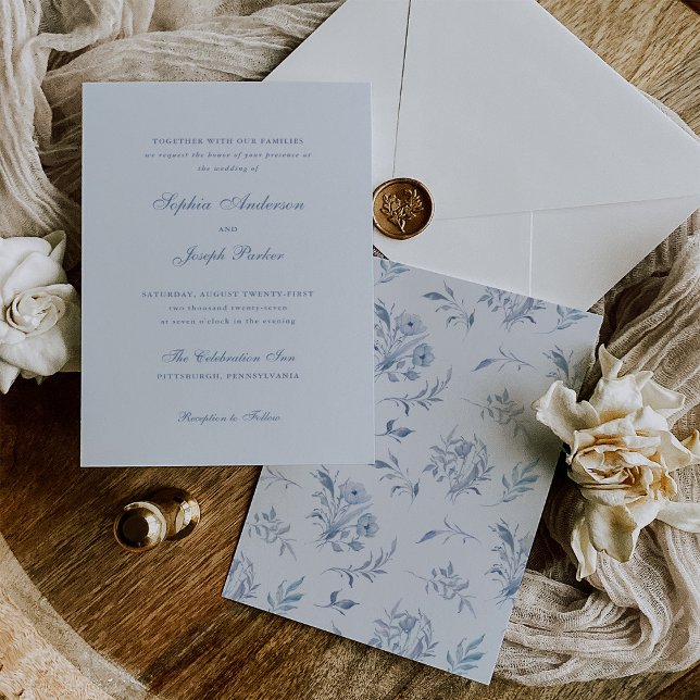 Elegant Light Blue Chinoiserie Wedding Invitation (Creator Uploaded)