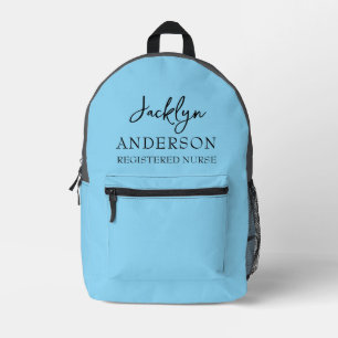 Elegant Light Blue Custom Nurse Printed Backpack