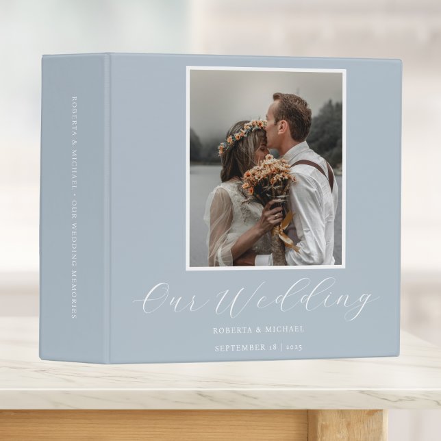 Elegant Light Blue Custom Photo Our Wedding Binder (Creator Uploaded)
