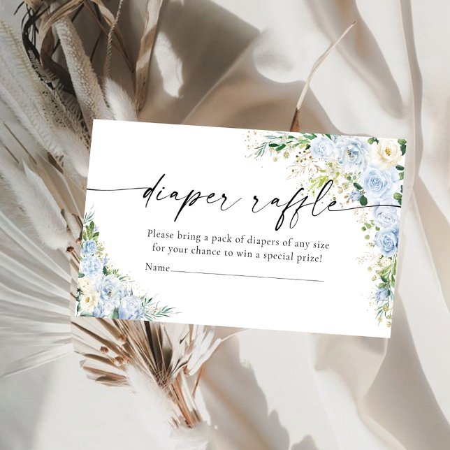 Elegant Light Blue Diaper Raffle  Enclosur Enclosure Card (Creator Uploaded)