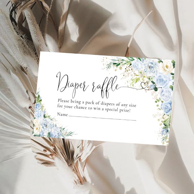 Elegant Light Blue Diaper Raffle  Enclosur Enclosure Card (Creator Uploaded)