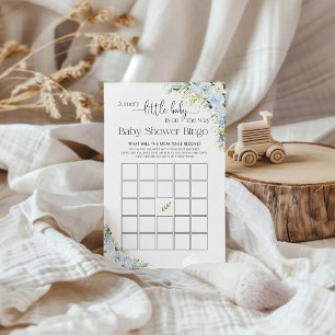 Elegant Light Blue Floral Baby Shower Game Bingo