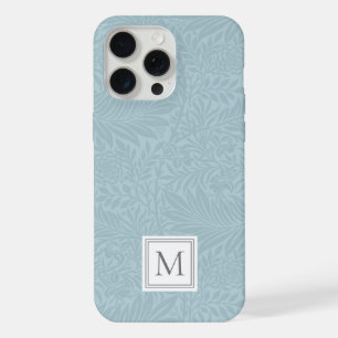 Elegant Light Blue Floral Botanical Monogram iPhone 15 Pro Max Case