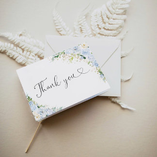 Elegant Light Blue Floral Thank You Card