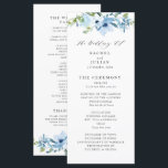 elegant light blue floral wedding program<br><div class="desc">A bohemian theme with elegant watercolor light blue flowers. You can personalize the text and colours on this wedding program.</div>