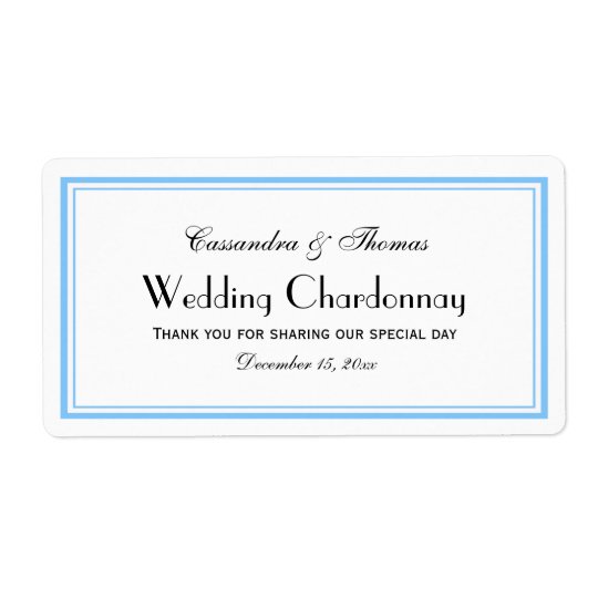 Elegant Light Blue Framed H Wine Bottle Label Shipping Label