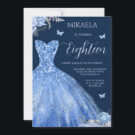 Elegant Light Blue Gown Floral 18th Birthday Invitation<br><div class="desc">This elegant 18th birthday invitation is designed to celebrate the special milestone of an 18-year-old female celebrant. Combining contemporary style with timeless sophistication, this invitation is a perfect choice for marking this important occasion. The editable eighteen script layout allows for personalization, ensuring you can add your own unique touch and...</div>