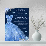 Elegant Light Blue Gown Floral 18th Birthday Invitation<br><div class="desc">This elegant 18th birthday invitation is designed to celebrate the special milestone of an 18-year-old female celebrant. Combining contemporary style with timeless sophistication, this invitation is a perfect choice for marking this important occasion. The editable eighteen script layout allows for personalization, ensuring you can add your own unique touch and...</div>