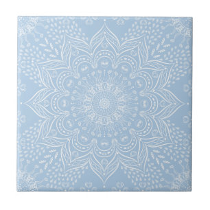 Elegant Light Blue Mandala Tile