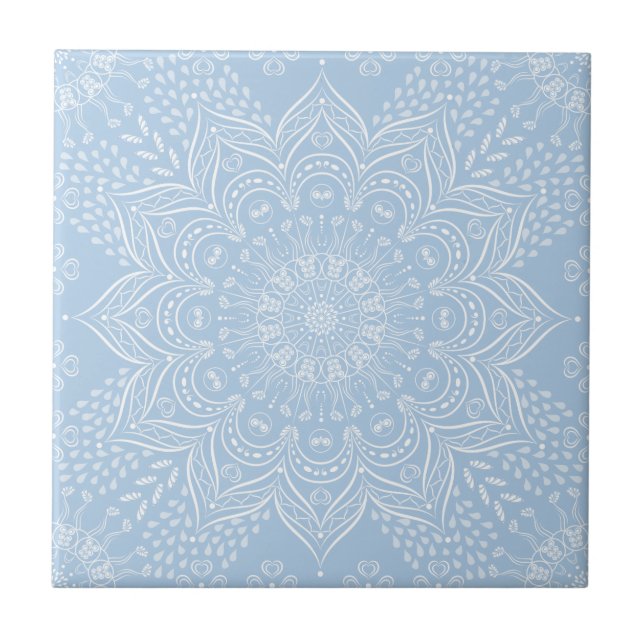 Elegant Light Blue Mandala Tile (Front)