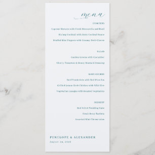 Elegant Light Blue Minimalist Menu