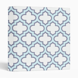 Elegant Light Blue Moroccan Quatrefoil Pattern Binder